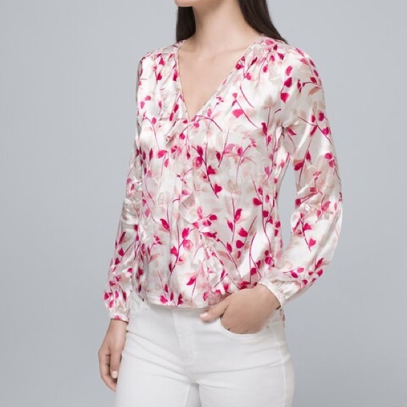 White House Black Market Tops - NEW WHBM Silk Floral Blouse